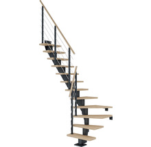Wendeltreppe mit Holzstufen und Metallgeländer