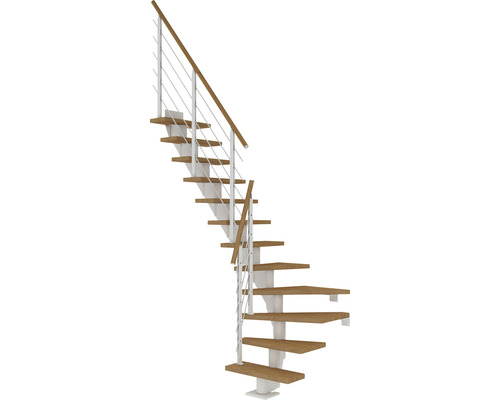 Pertura Mittelholmtreppe Malva Weiß 75 cm Eiche Leimholz Geölt 13 Stufen 14 Steigungen