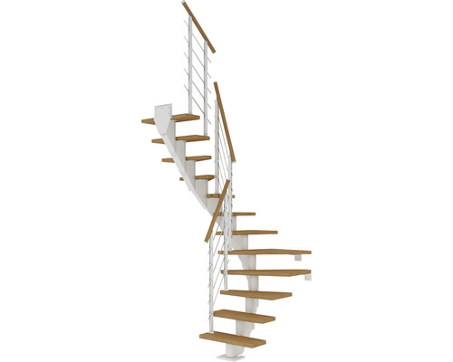 Pertura Mittelholmtreppe Malva Weiß 75 cm Eiche Leimholz Geölt 13 Stufen 14 Steigungen