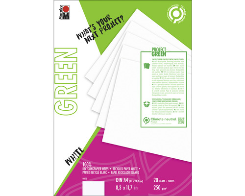 Green Series - Papierblock White Recycled 20 Blatt