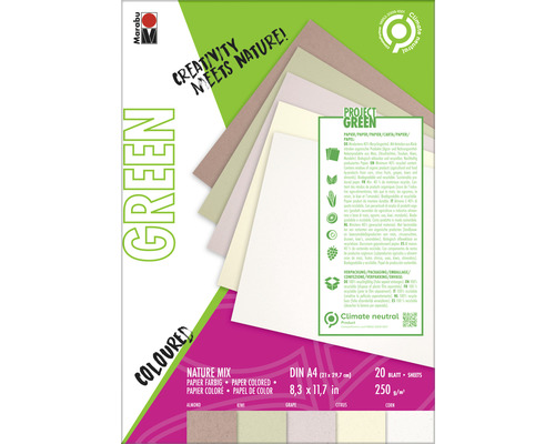 Green Series - Papierblock Nature Mix 20 Blatt (4x5 Farben)