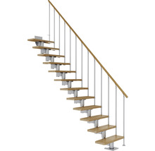 Pertura Mittelholmtreppe Chiron Perlgrau Gerade 75 cm Stabgeländer Eiche Lackiert 11 Stufen / 12 Steigungen