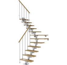 Wendeltreppe mit Holzstufen und Metallgeländer