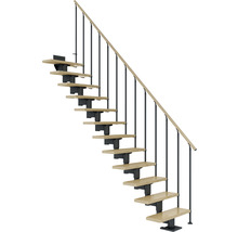 Pertura Mittelholmtreppe Chiron Anthrazit Gerade 75 cm Stabgeländer Ahorn Leimholz Lackiert 12 Stufen / 13 Steigungen