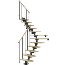 Wendeltreppe mit Holzstufen und Metallgeländer