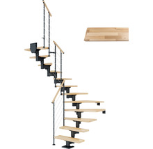 Raumspartreppe mit Holzstufen und Metallgeländer