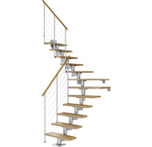 Wendeltreppe mit Holzstufen und Metallgeländer