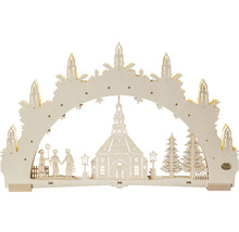 Lichterbogen mit Kirche, Sternsingern und Stadtsilhouette