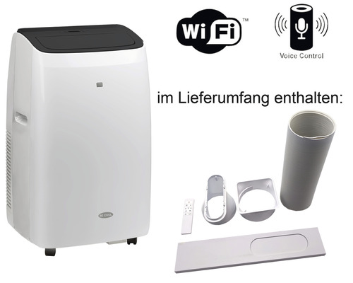 Mobiles WIFI Klimagerät mit Abluftschlauch 9000 BTU Silent weiß Raumgröße bis 80 m³/32 m² lokales Klimagerät