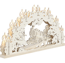 Dekorative Lichterbogen mit Zugmotiv aus Holz