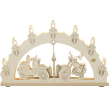 Lichterbogen mit Motorrad-Motiven und Berliner Fernsehturm