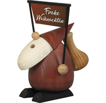Weihnachtsfigur aus Holz mit Schriftzug Frohe Weihnachten