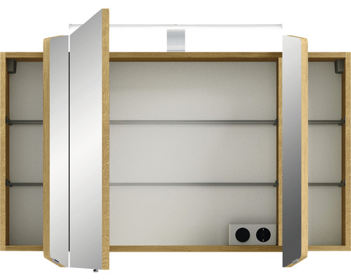 Spiegelschrank mit drei Türen, Beleuchtung und Steckdose