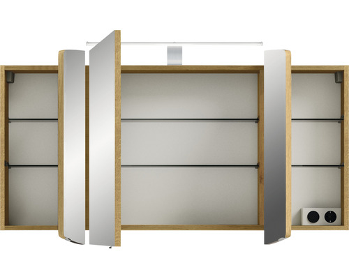 Spiegelschrank mit Spiegeltüren, Beleuchtung und Steckdosen
