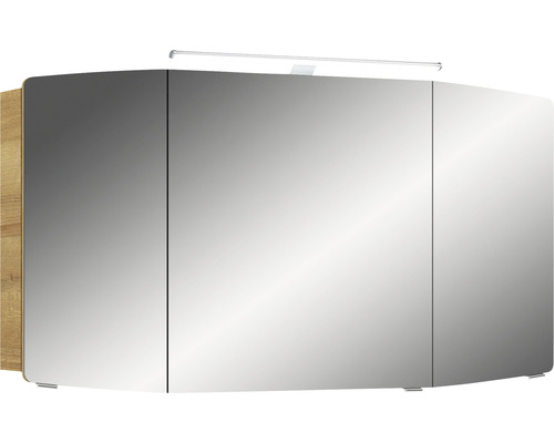 Spiegelschrank Cassca Sprint 120 x 17 x 72,3 cm eiche riviera 3-türig LED IP 20 Spiegelschrank mit drei Türen und Beleuchtung