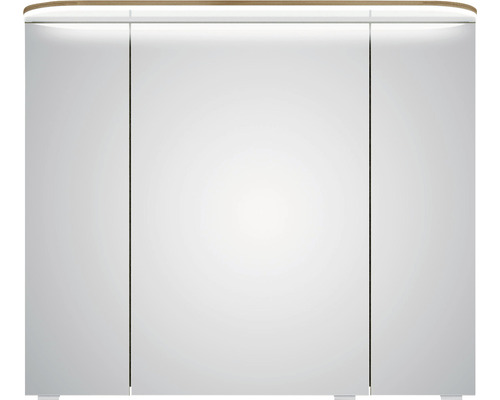 Spiegelschrank Balto Sprint 85,2 x 17 x 72,3 cm eiche riviera 3-türig LED IP 20 Weißer Spiegelschrank mit Beleuchtung