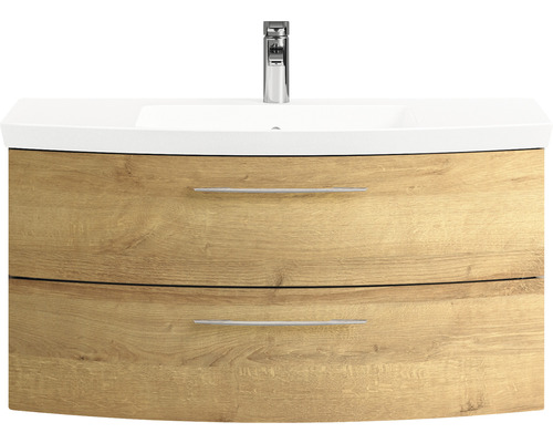 Waschtischunterschrank mit zwei Schubladen und Aufsatzwaschbecken