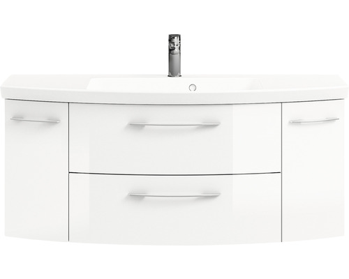 Weißer Waschtisch mit zwei Schubladen und zwei Türen