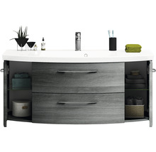 Badmöbel-Set Cassca Sprint BxT 121 x 46,2 cm Frontfarbe Graphit 2-teilig mit Waschtisch Mineralmarmor