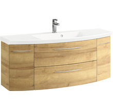 Waschtisch mit Holzoptik, Waschbecken und Armatur