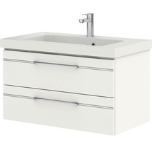 Badmöbel-Set Balto Sprint BxT 92,5 x 49 cm Frontfarbe weiß hochglanz 2-teilig mit Waschtisch Mineralmarmor