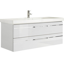 Badmöbel-Set Balto Sprint BxT 123,4 x 49 cm Frontfarbe weiß hochglanz 2-teilig mit Waschtisch Mineralmarmor