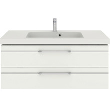 Badmöbel-Set Balto Sprint BxT 123,4 x 49 cm Frontfarbe weiß hochglanz 2-teilig mit Waschtisch Mineralmarmor