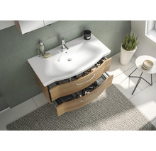 Badmöbel-Set Serie 6005 Sprint BxT 97 x 48,1 cm Frontfarbe Eiche riviera 2-teilig mit Waschtisch Keramik