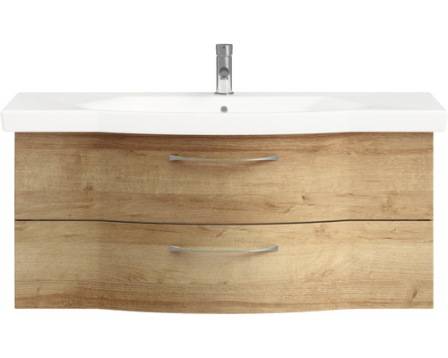 Waschtischunterschrank mit zwei Schubladen und Aufsatzwaschbecken