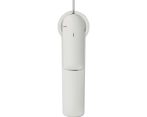 Waschtischarmatur mit Hebel und Temperaturmarkierungen