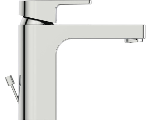 Waschtischarmatur mit geradem Auslauf und seitlichem Hebel