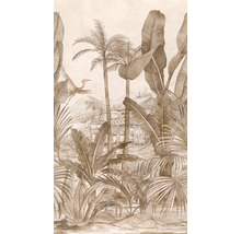 Tapete mit tropischem Dschungelmotiv mit Palmen und Vogel