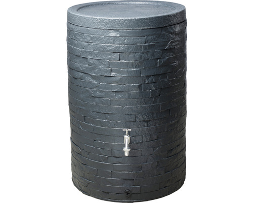 Regentonne mit Wasserhahn und Steinoptik