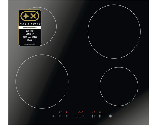 Induktionskochfeld mit vier Kochzonen und Plus X Award Siegel als beste Marke des Jahres 2022