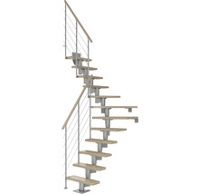 Wendeltreppe mit Holzstufen und Metallgeländer