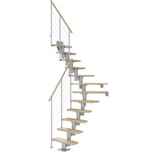 Wendeltreppe mit Holzstufen und Metallgeländer