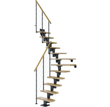 Wendeltreppe mit Holzstufen und Metallgeländer