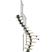 Wendeltreppe mit Holzstufen und Metallgeländer