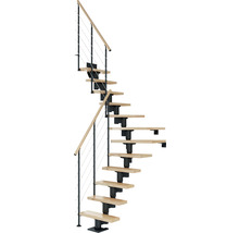 Pertura Mittelholmtreppe Spiros Anthrazit 1/4 gewendelt unten links/rechts 75 cm Relinggeländer Buche Leimholz Lackiert 12 Stufen / 13 Steigungen