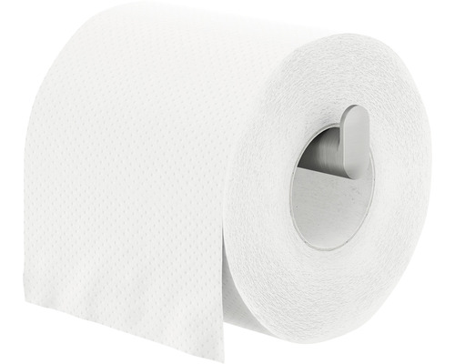 Eine Rolle weißes Toilettenpapier an einem Halter