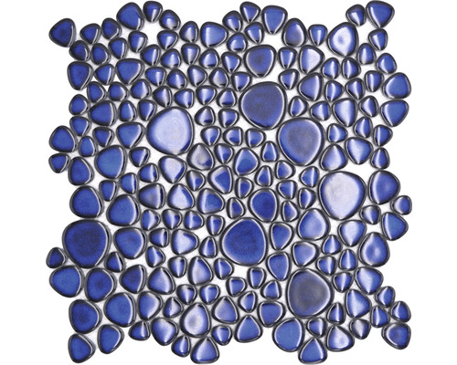 Keramikmosaik XKM 451N kobaldblau matt 27,5x27,5 cm Mosaikfliese mit unregelmäßigen, abgerundeten Formen