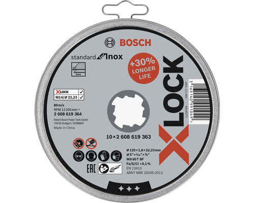 Bosch X-Lock Trennscheibe Standard für Inox, Durchmesser 125 Millimeter