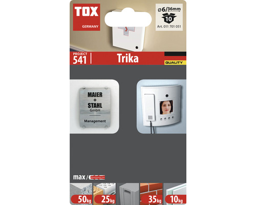 TOX Trika Befestigungsprodukt für verschiedene Materialien mit Traglastangaben
