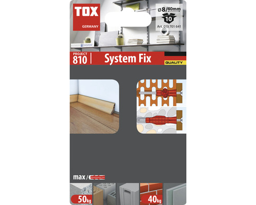 TOX System Fix Dübel-Verpackung mit Montagebeispiel