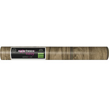 Tapetenrolle mit Holzoptik und Super Fresco Easy Etikett