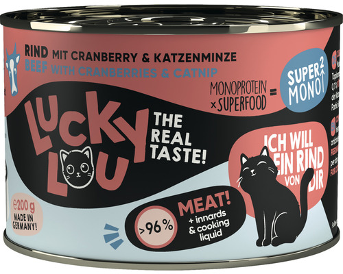 Katzenfutter nass LuckyLou SuperMono Rind 200 g