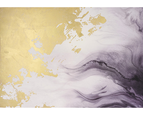 Abstraktes Wandbild mit goldenen und dunklen Akzenten