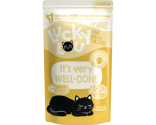 Katzenfutter nass Lucky Lou Sterilized Geflügel&Rind 125 g