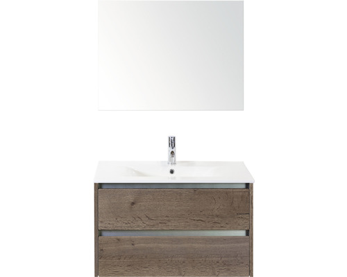 Badmöbel-Set Sanox Dante BxHxT 81 x 170 x 46 cm Frontfarbe tabacco mit Waschtisch Keramik und Keramik-Waschtisch Waschtischunterschrank Spiegel Badmöbel-Set Sanox Dante BxHxT 81 x 170 x 46 cm Frontfarbe tabacco mit Waschtisch Keramik und Keramik-Waschtisch Waschtischunterschrank Spiegel