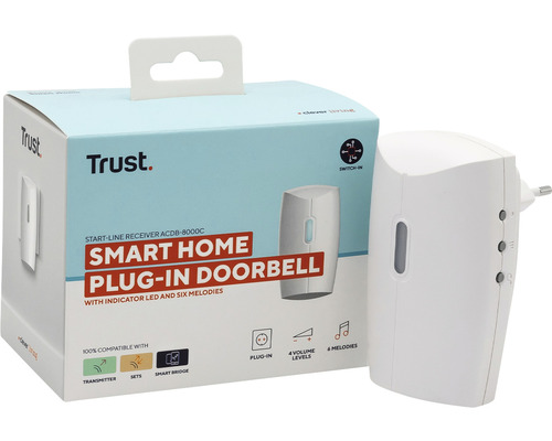 Trust Smart Home Funk-Türglocke mit Stecker und Verpackung
